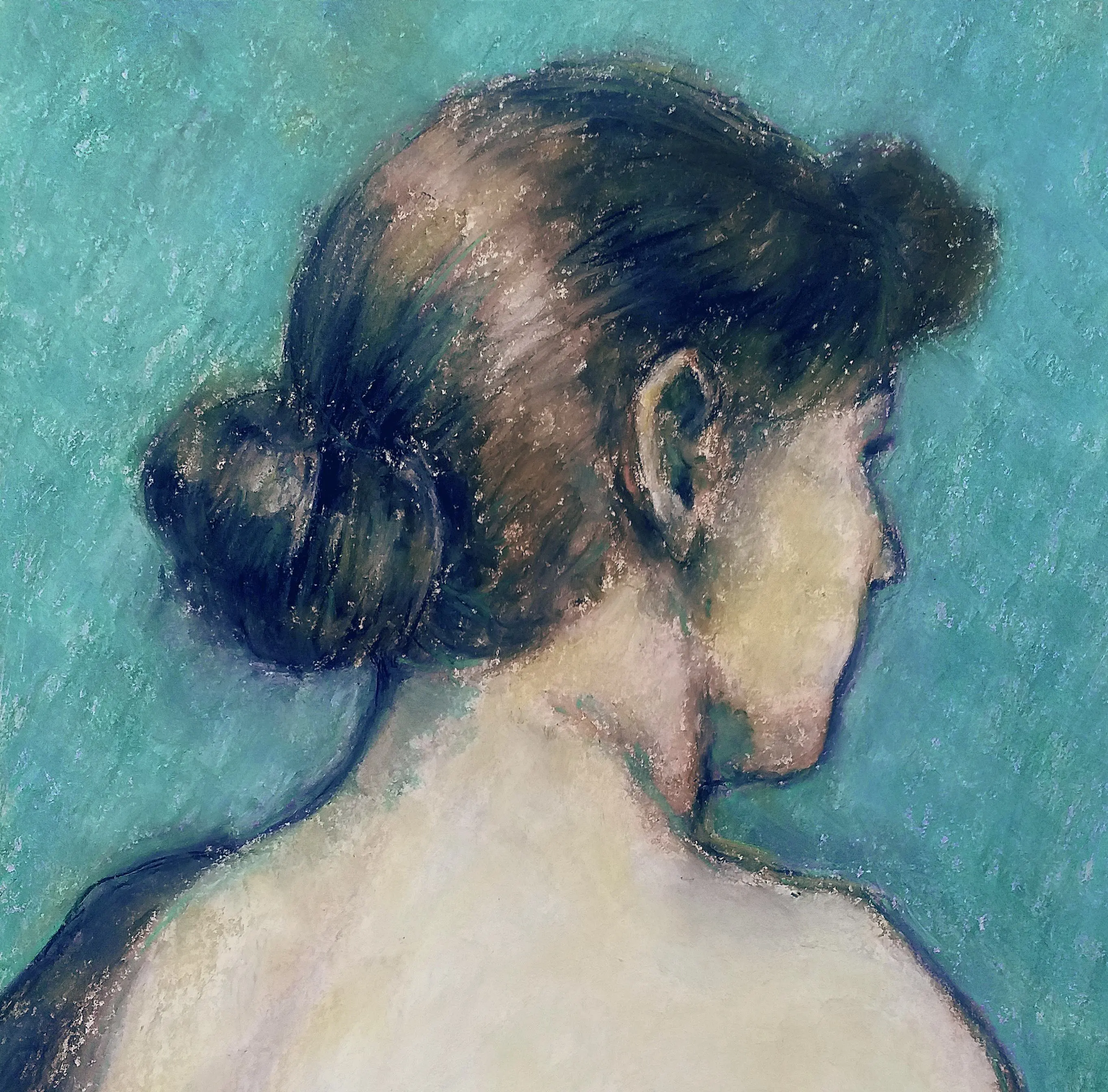 Portrait au pastel femme blonde - Michel Marques